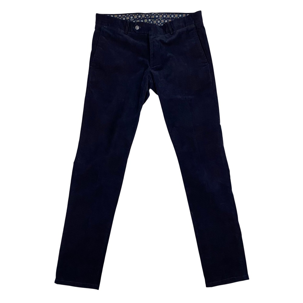 Gutteridge Dal 1878 Men Navy Blue Corduroy Trousers Italy 48 US 32 Slim Straight